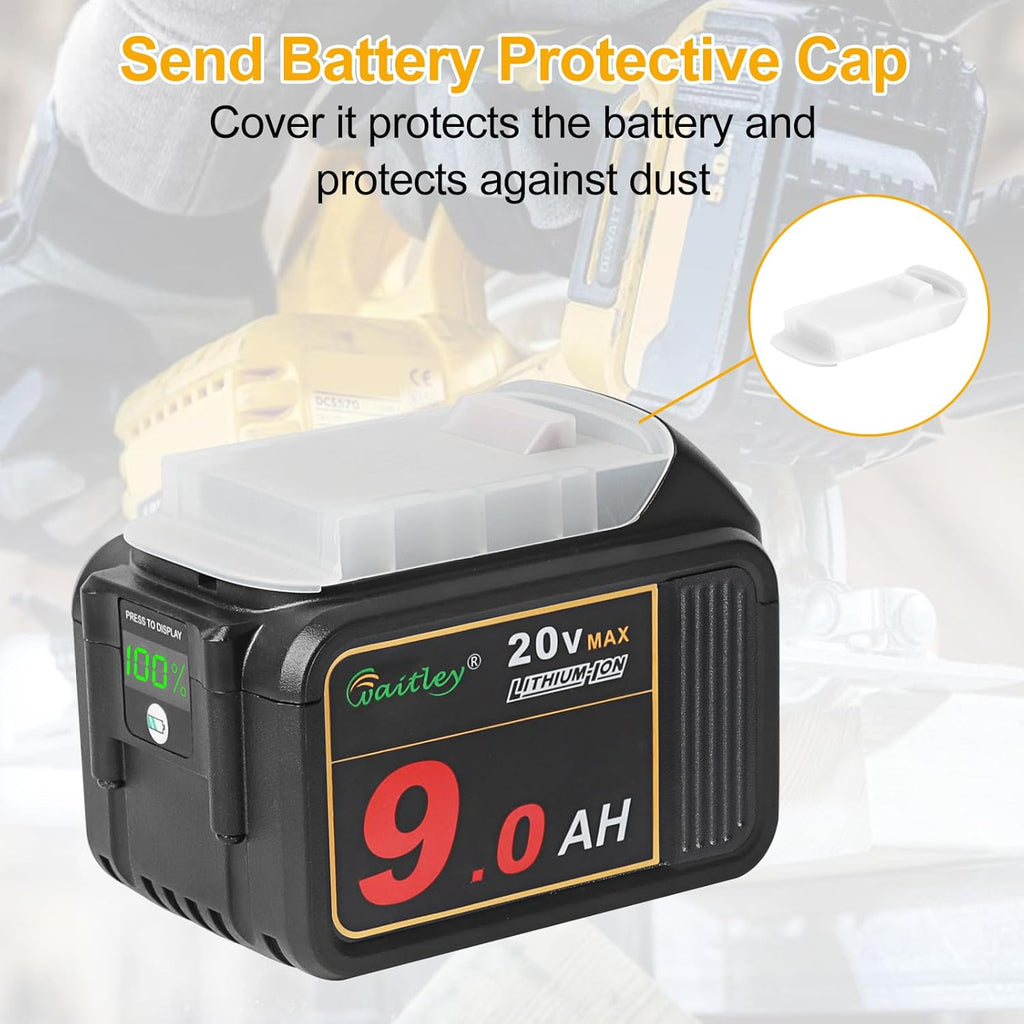 2 Pack 20V 9.0Ah Replacement Battery for Cordless Power Tools with LED Indicator I4663