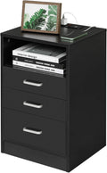 White 3 Drawer Nightstand with Open Storage U351662