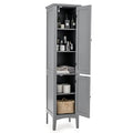 Tall Bathroom Floor Cabinet with Doors, Narrow Slim Linen Tower, 14.5 x 14.5 x 63 inches Espresso N374220