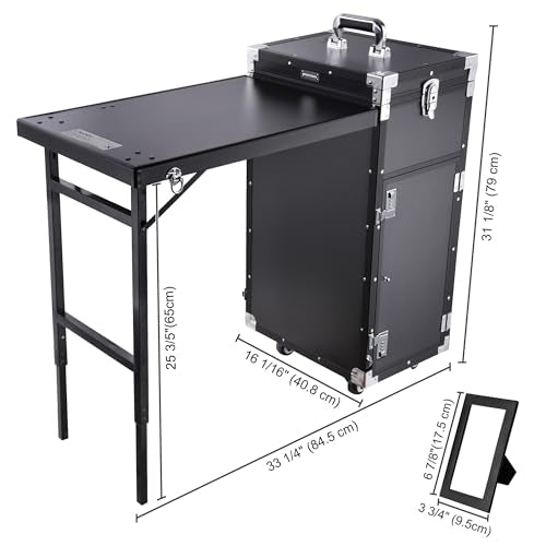 Black Rolling Manicure Table with 4 Drawers J647072