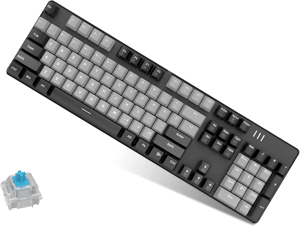 White-Blue 104 Keys Mechanical Gaming Keyboard Y24802