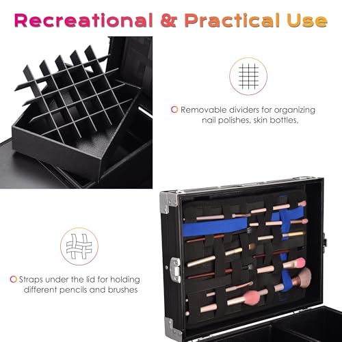Black Rolling Manicure Table with 4 Drawers J647072
