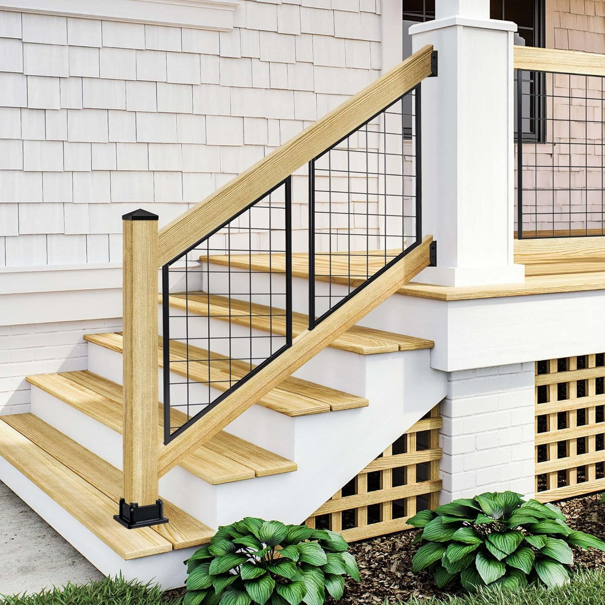 6 ft. Pressure-Treated Pine Stair Rails with Black Brackets F326775