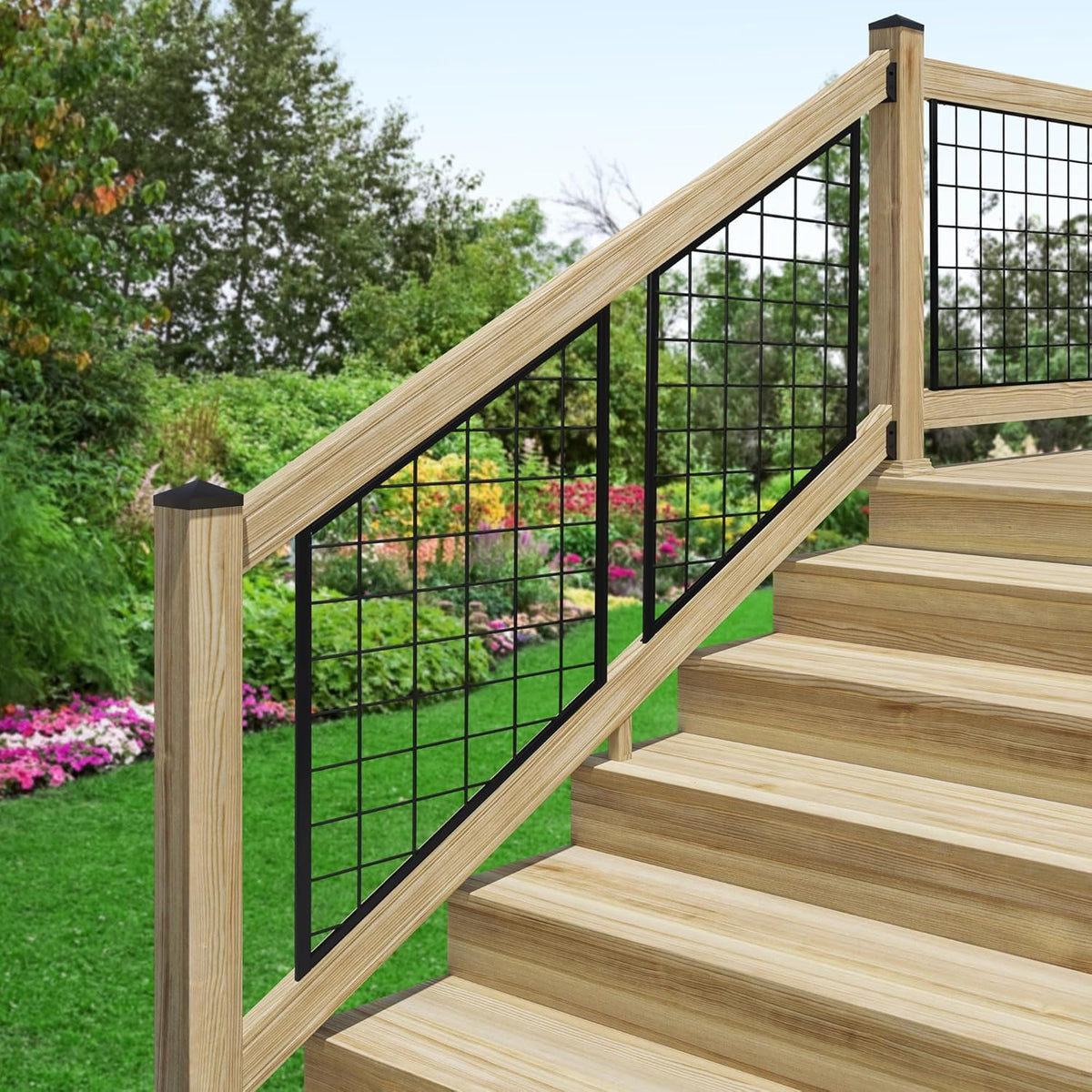 6 ft. Pressure-Treated Pine Stair Rails with Black Brackets F326775