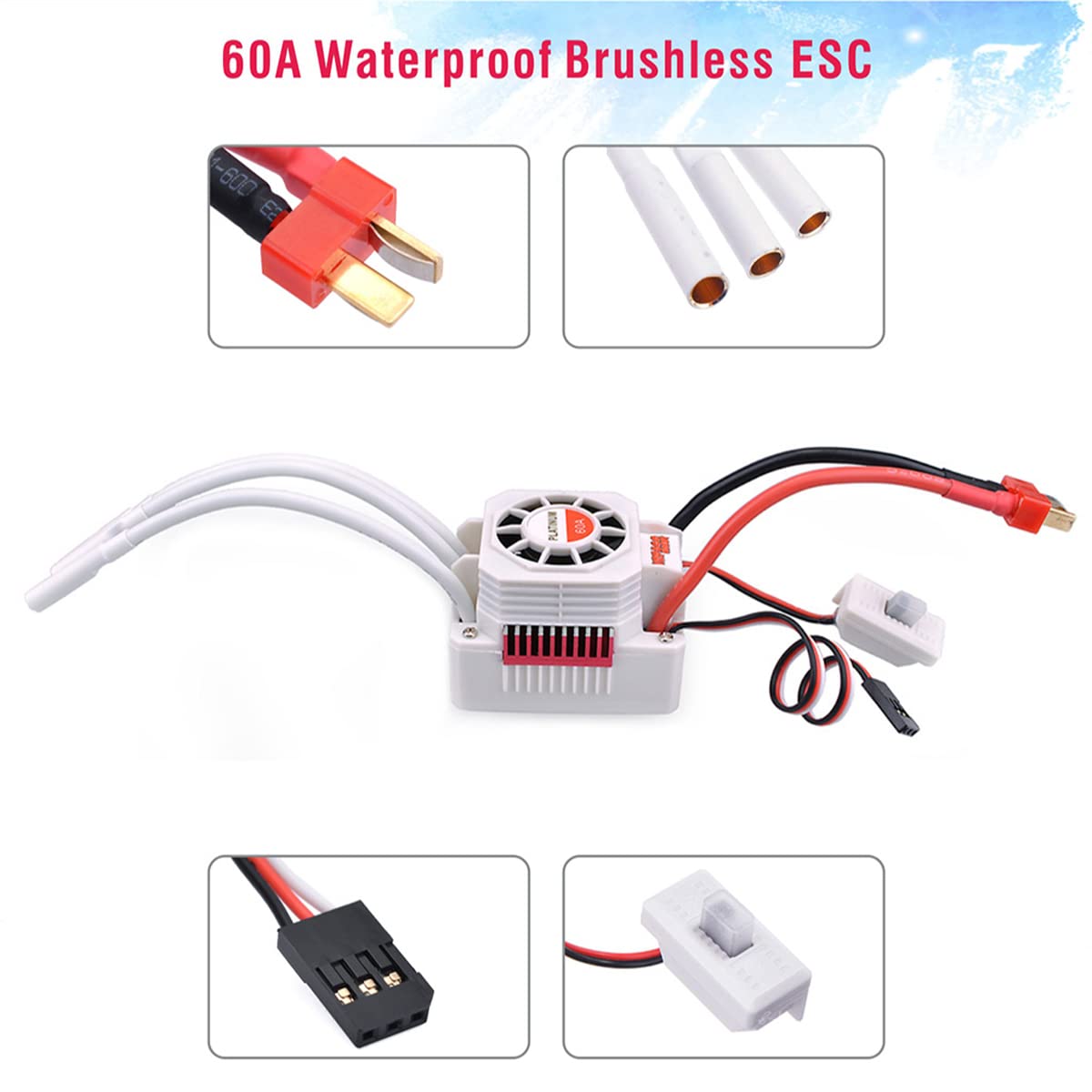 3650 3900kv Brushless Motor ESC with 60A ESC & Programming Card Combo for 1/10 RC Car Truck Pack of 2 B132693
