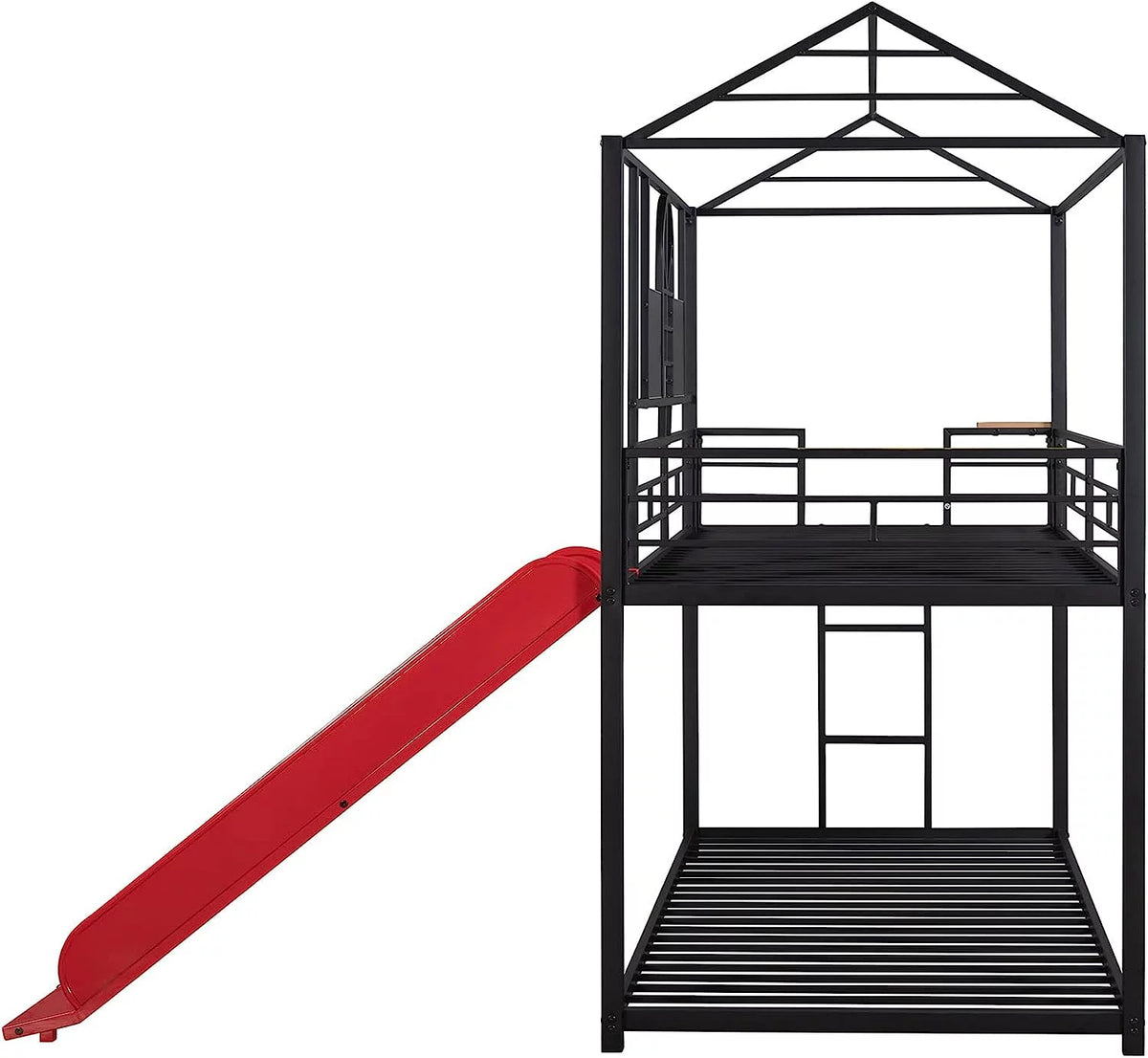 Twin Over Twin Metal Bunk Bed with Slide E909410