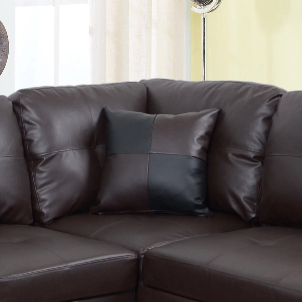 Brown Faux Leather 3 Pc Sectional Sofa Set T134
