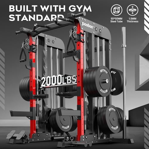 2000LB Squat Rack with LAT-Pull Down and Cable Crossover System H4426