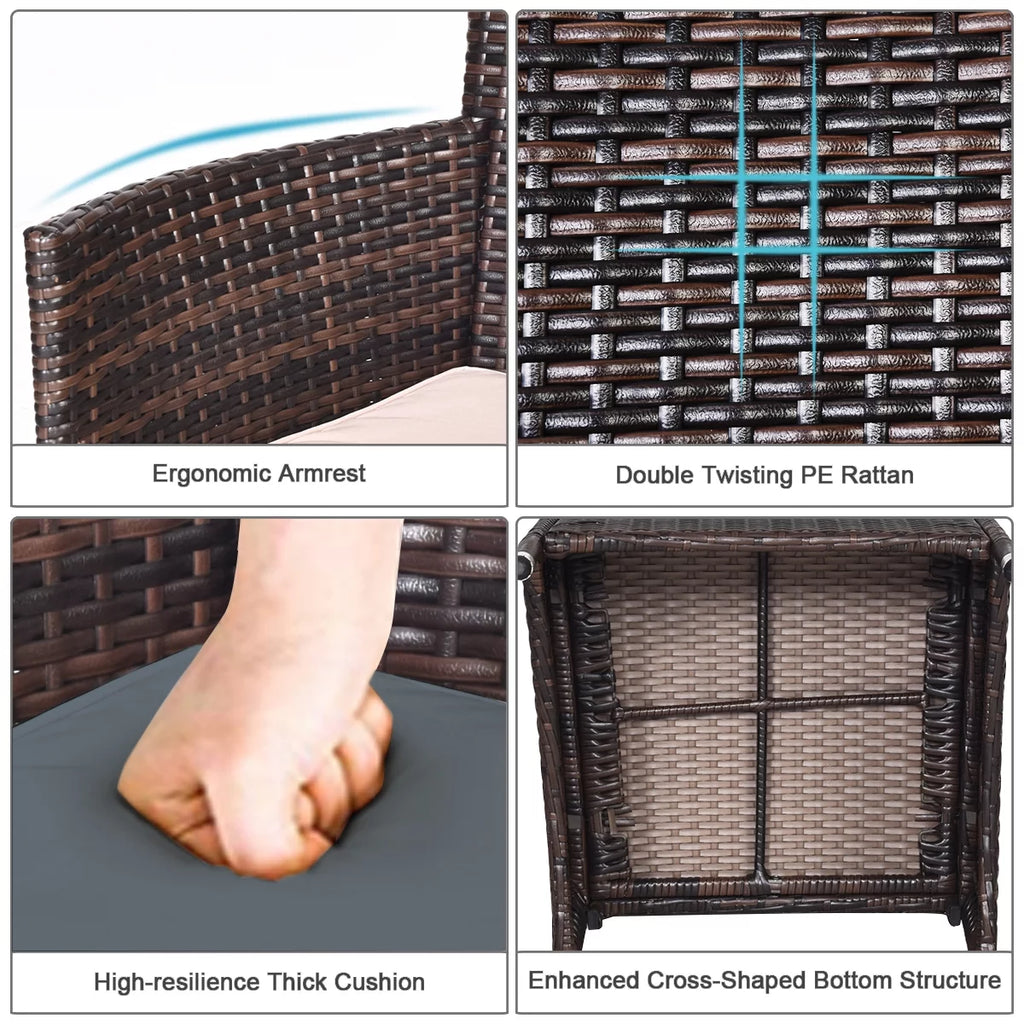 Outdoor Rattan Conversation Set 3 Pieces V3151
