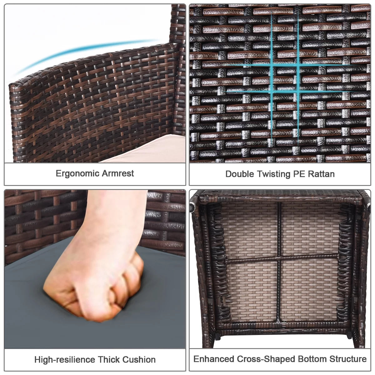 Outdoor Rattan Conversation Set 3 Pieces V3151