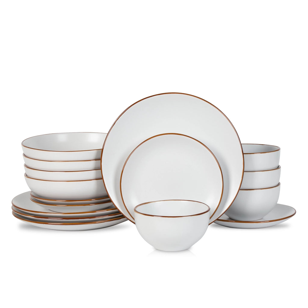 White 16-Piece Stoneware Dinnerware Set Q820054