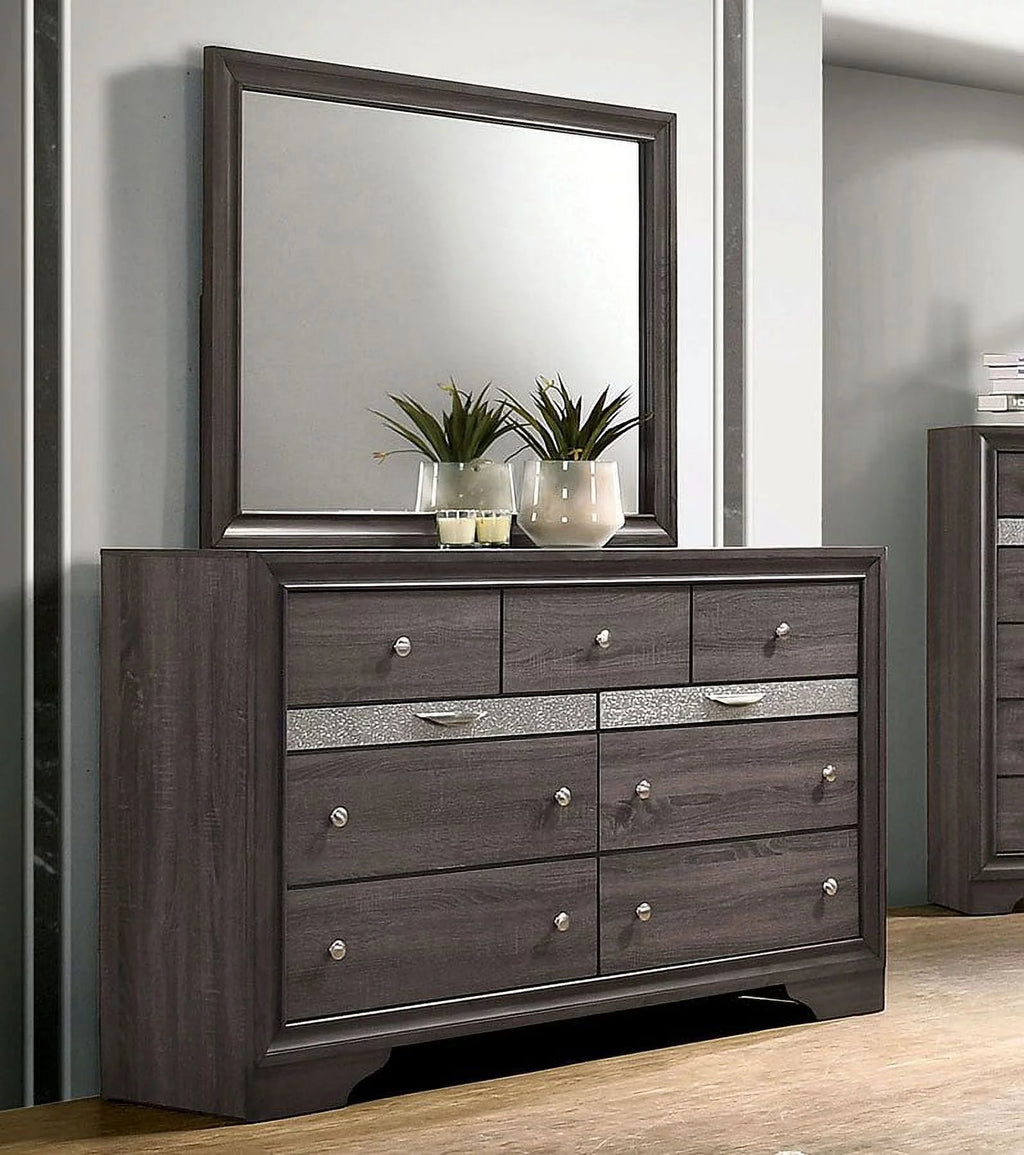 Gray Queen Size Solid Wood Bedroom Furniture 4pc Set P2226