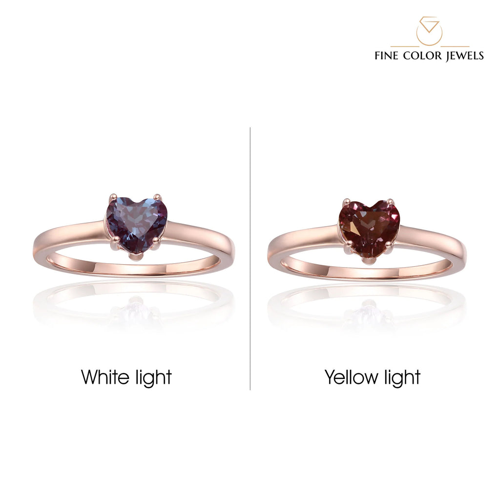 Rose Gold Plated Sterling Silver Alexandrite Solitaire Engagement Ring T64018