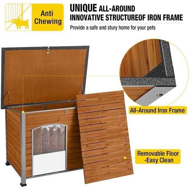 Wooden Heavy-Duty Dog Crate with Iron Frame W3552