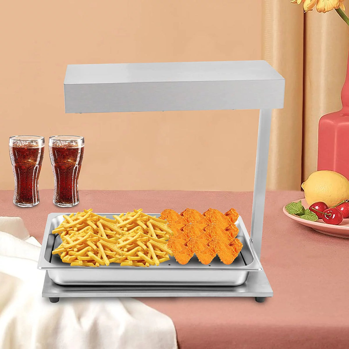 Stainless Steel French Fry Warmer with Heat Lamp F538