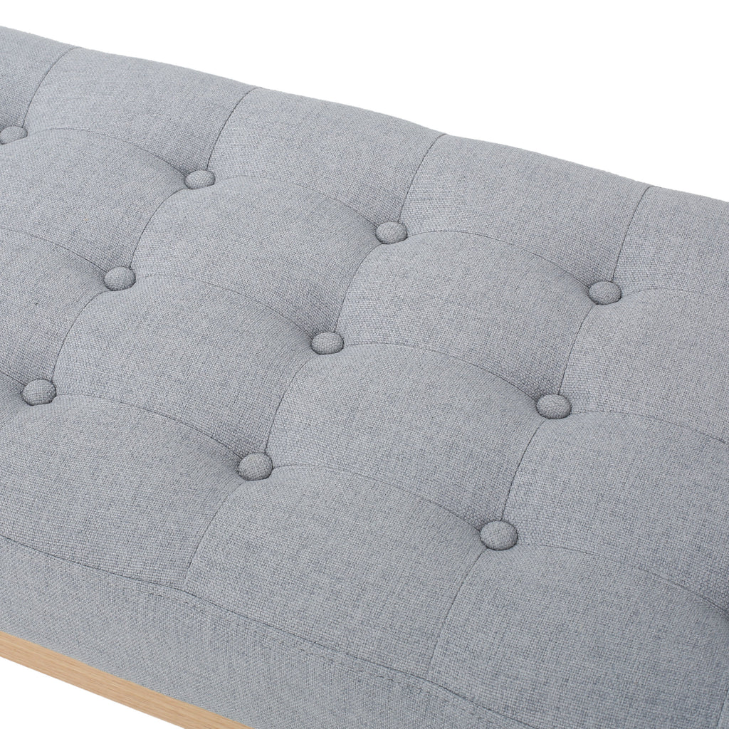 Light Grey Tufted Fabric Bench U226474