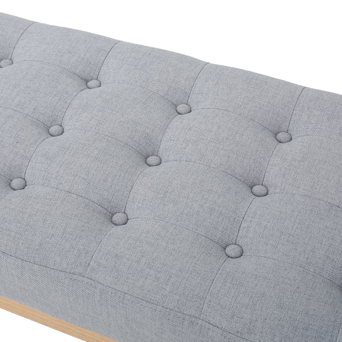 Light Grey Tufted Fabric Bench U226474