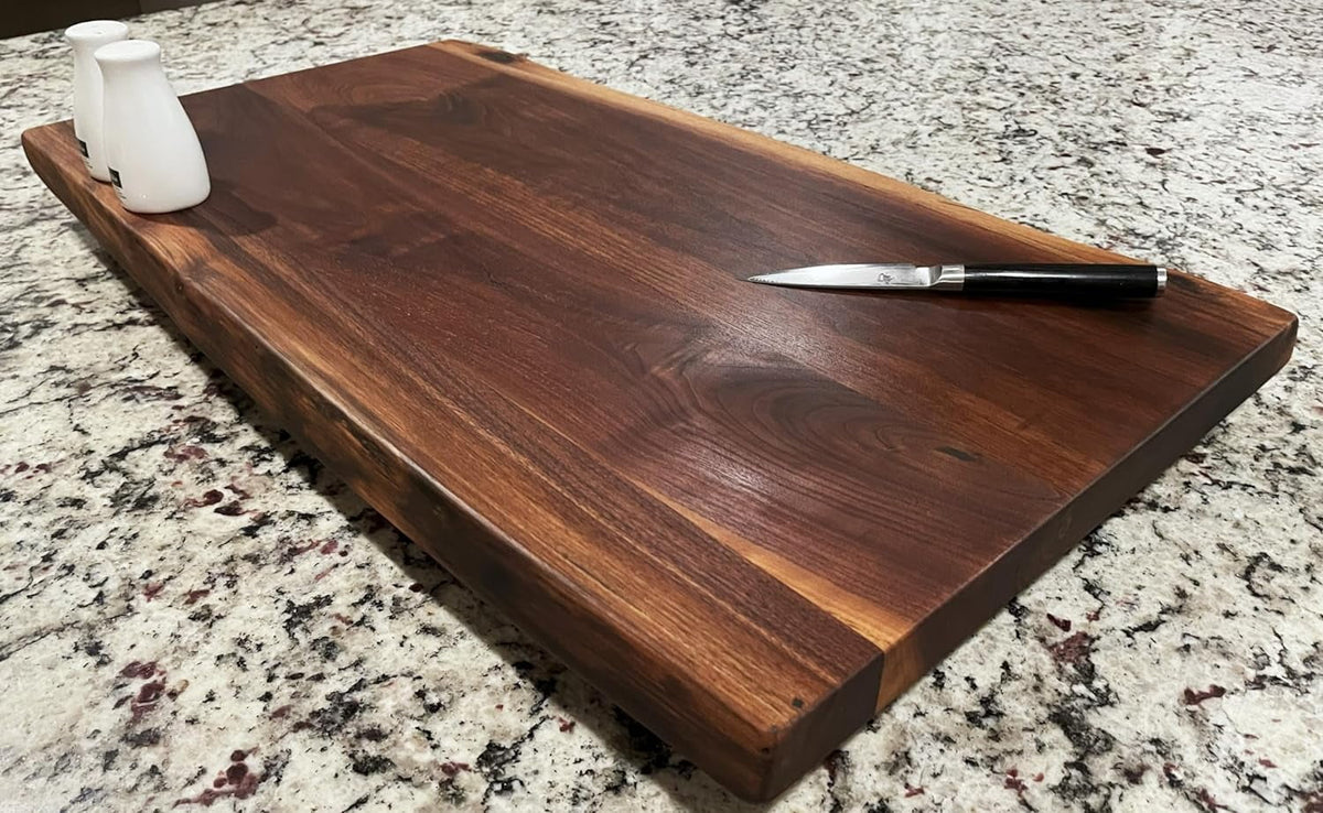 Black Walnut Extra Large Solid Double Live Edge Wood Serving Board 27 x 15 x 1.25" H7399
