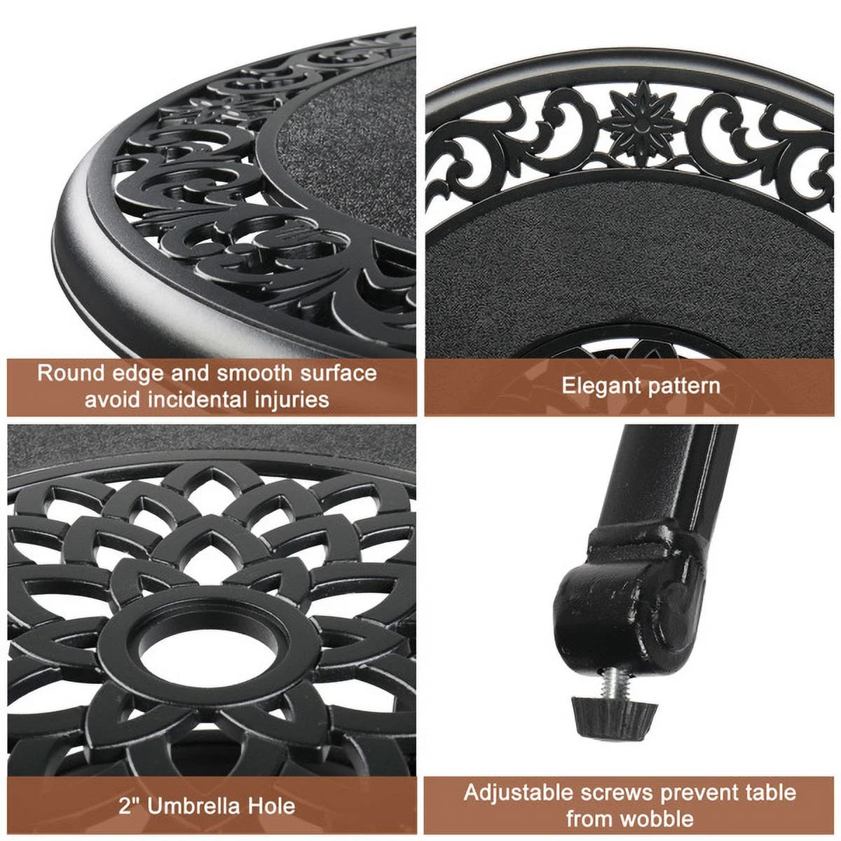 Black Cast Aluminum Outdoor Bar Table with Umbrella Hole V22958