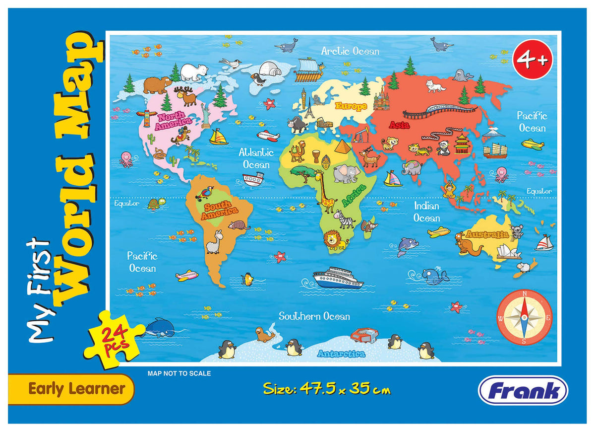 World Map Puzzle 24 Pieces Jigsaw Puzzle For Kids Age 4 Years Old And Above D2088