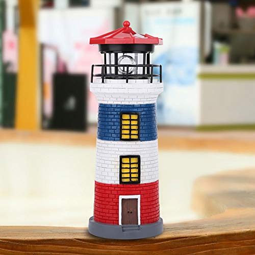 LED Solar Lighthouse Statue Rotating Lawn Decorations G871401