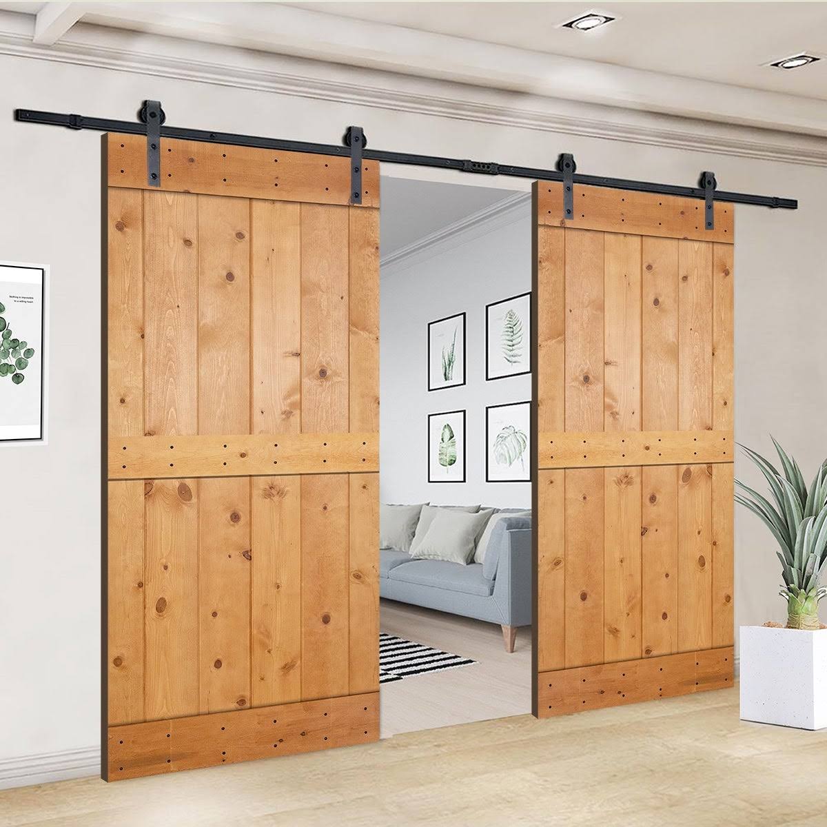 Paneled Wood Double Barn Door Set of 2 P45017