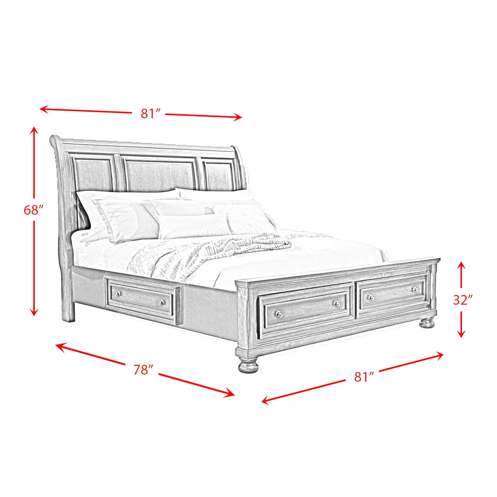 King Storage 6pc Bedroom Set Walnut E487