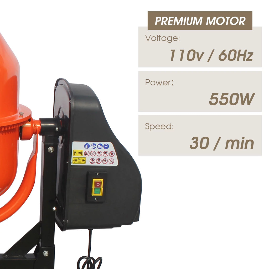 4/5HP Electric Concrete Cement Mixer 5 Cu Ft O515693