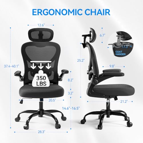 Black Ergonomic Mesh Office Chair with Headrest and Lumbar Support E927598