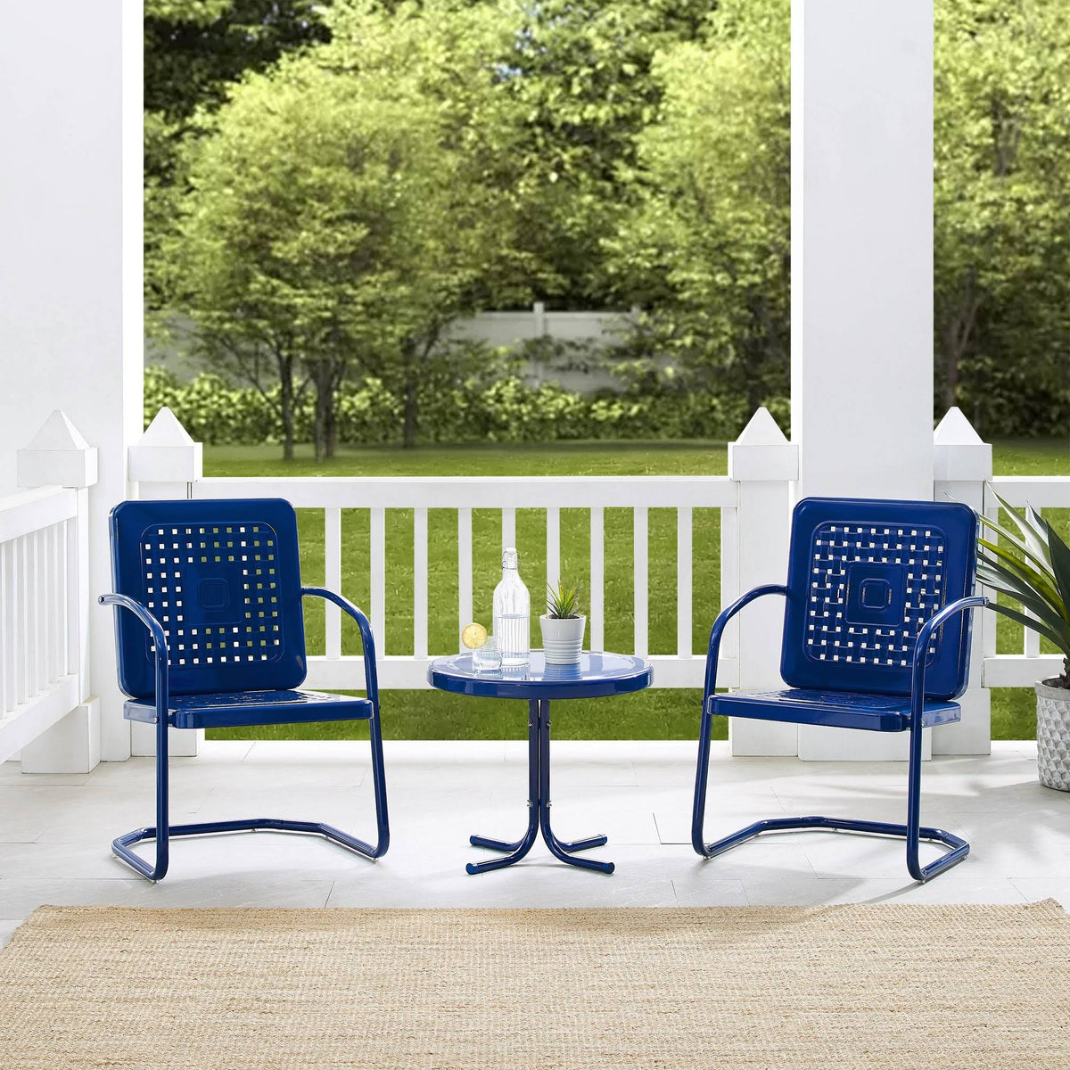 Navy 3-Piece Metal Patio Conversation Set R948840