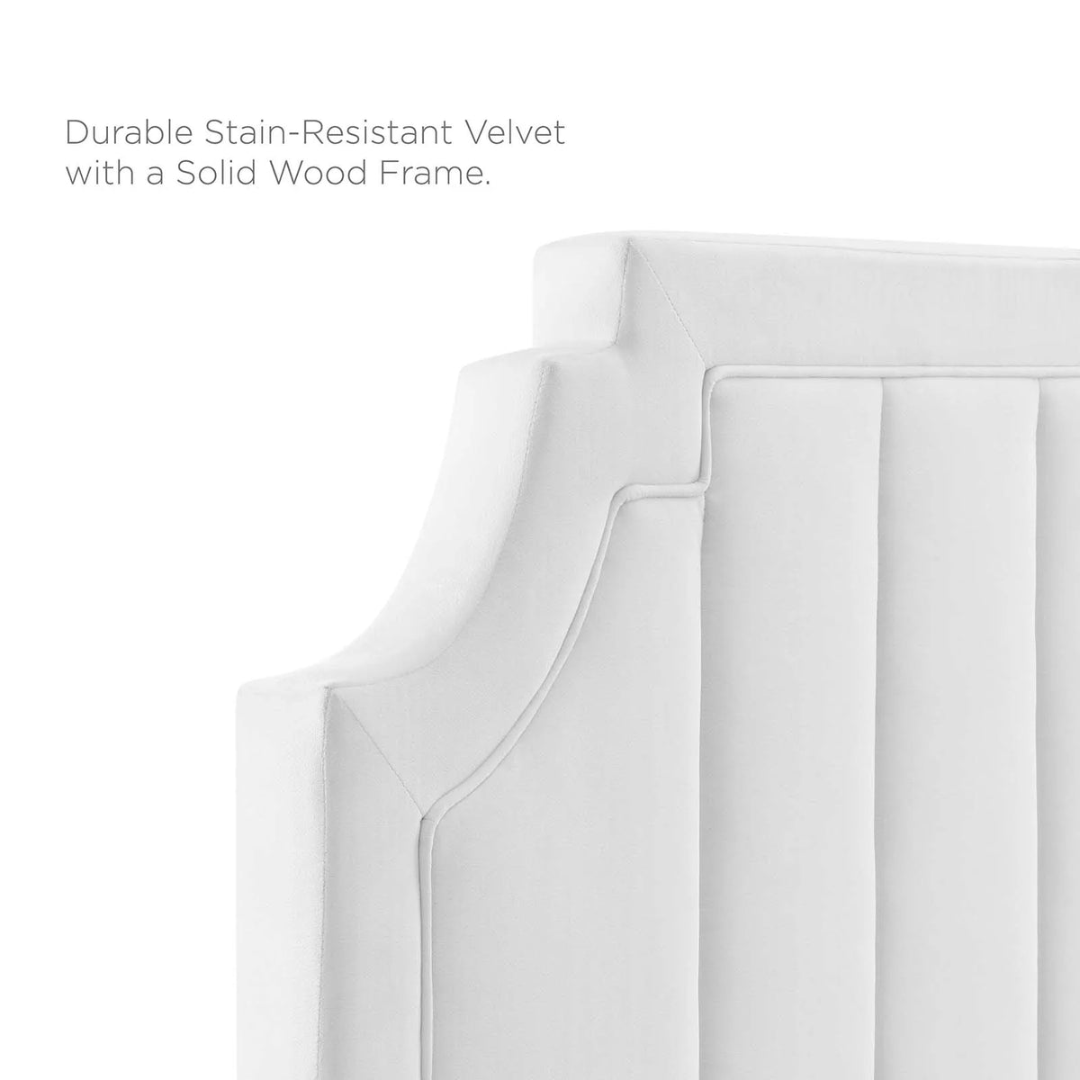White Channel Tufted Performance Velvet Full/Queen Headboard N6463