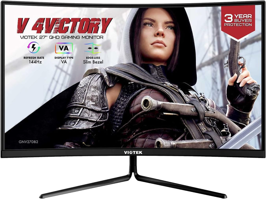 27-Inch Curved QHD Gaming Monitor, 144Hz 2560x1440p, 1ms, 1500R Curvature, G-Sync-Ready FreeSync, DP, 3X HDMI, 3.5mm, VESA T795895