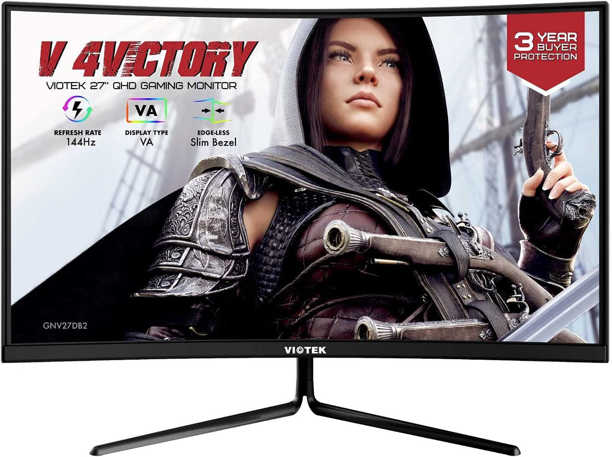 27-Inch Curved QHD Gaming Monitor, 144Hz 2560x1440p, 1ms, 1500R Curvature, G-Sync-Ready FreeSync, DP, 3X HDMI, 3.5mm, VESA T795895