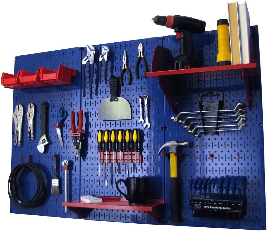 4 ft. Metal Pegboard Standard Tool Storage Kit with Blue Toolboard and Black Accessories T769483
