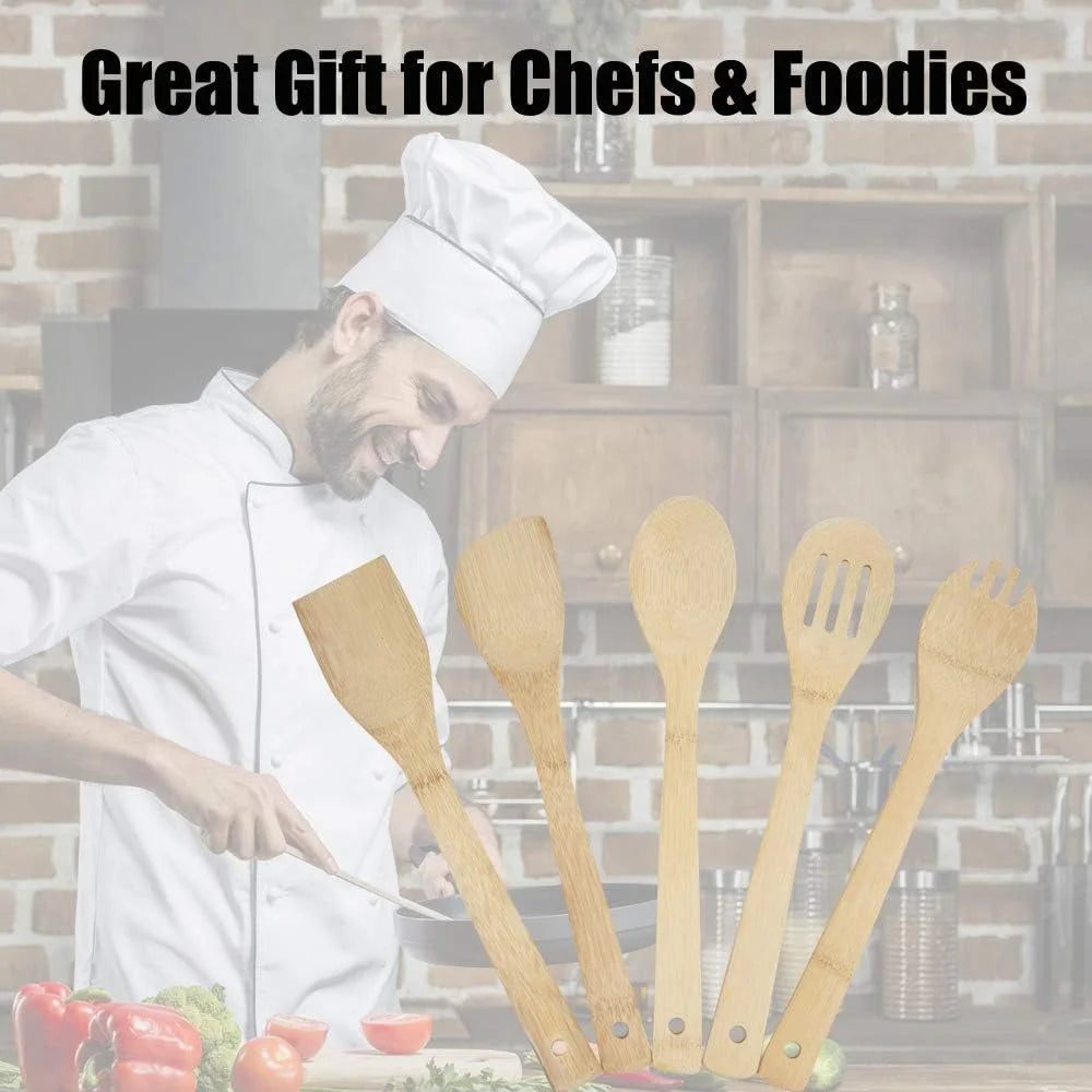 5 Pcs Natural Bamboo Cooking Utensil Set D5072