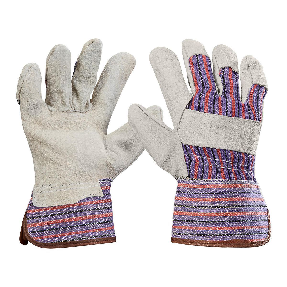 Split Leather Work Gloves with Cotton Back, 5 Pair F46703