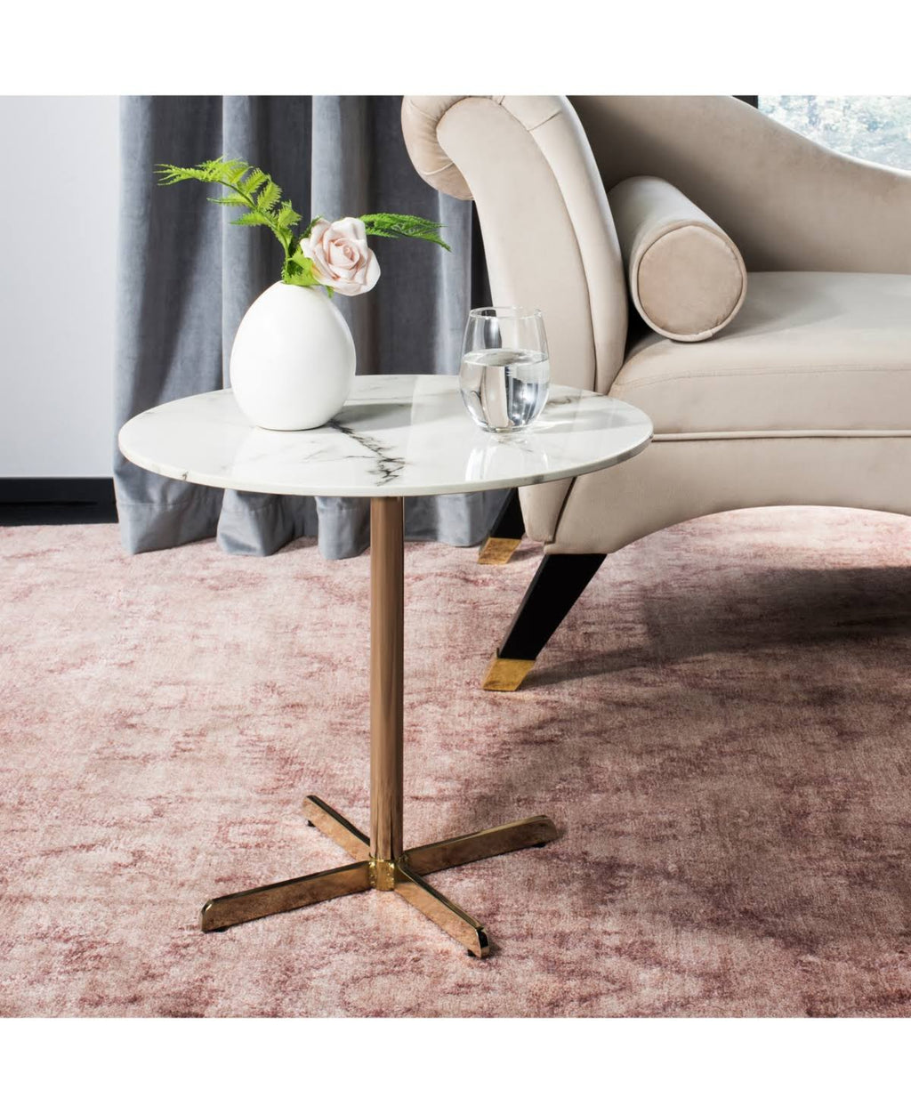 White Marble Round Side Table B4271