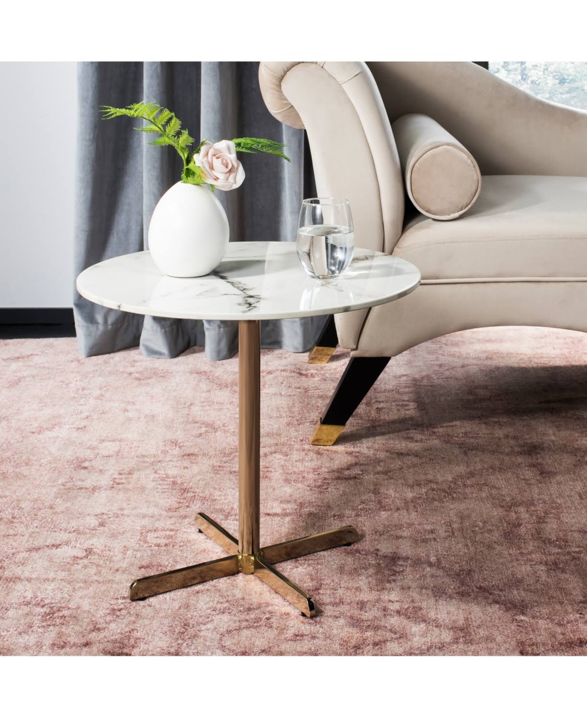 White Marble Round Side Table B4271
