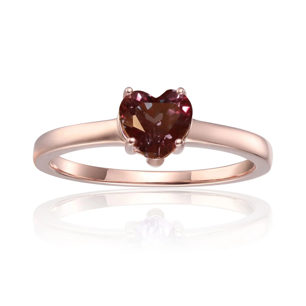 Rose Gold Plated Sterling Silver Alexandrite Solitaire Engagement Ring T64018