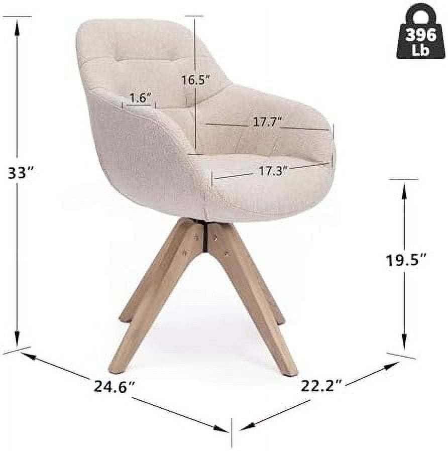 Mid Century Modern Swivel Fabric Accent Chair with Oak Wood Legs A449427