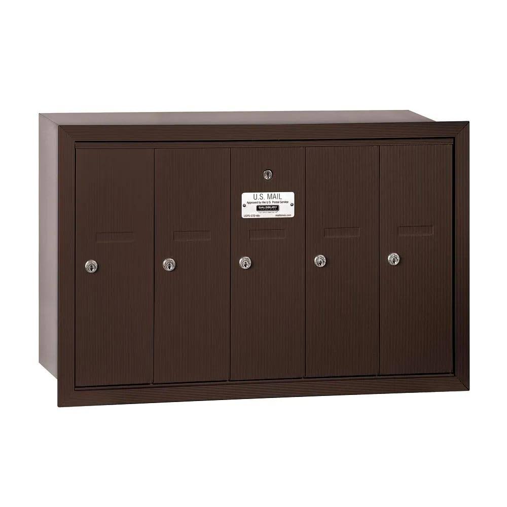 Bronze-Vertical Recessed Mounted Mailbox with 5 Doors O437430