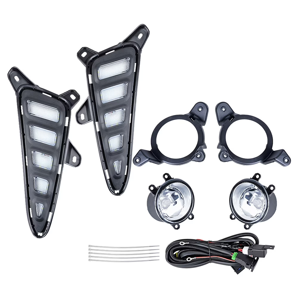 Front LED DRL Daytime Running Light Turn Signal Fog Lamps Bezel Set for Toyota C-HR 2016-2019 T657967