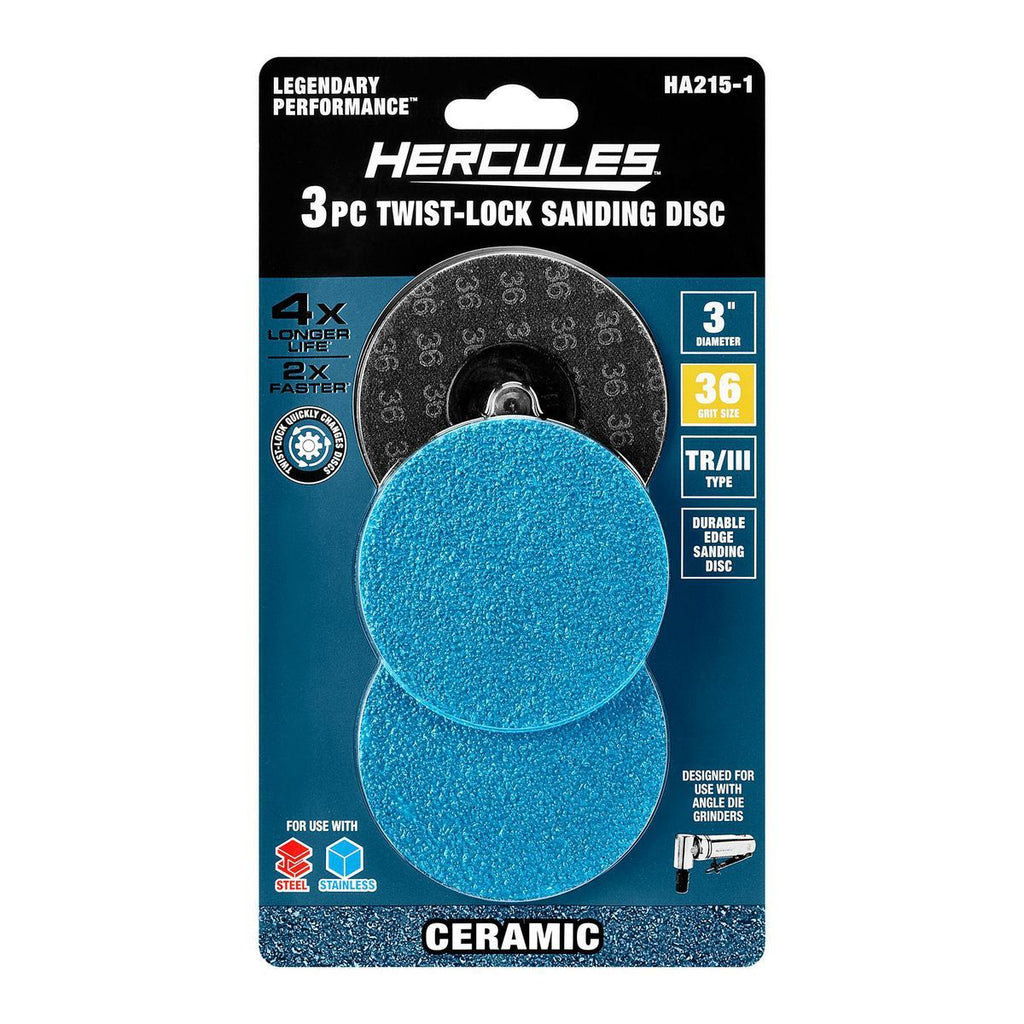 3 in. 36-Grit Twist Lock Sanding Discs 3-Pack Z796591