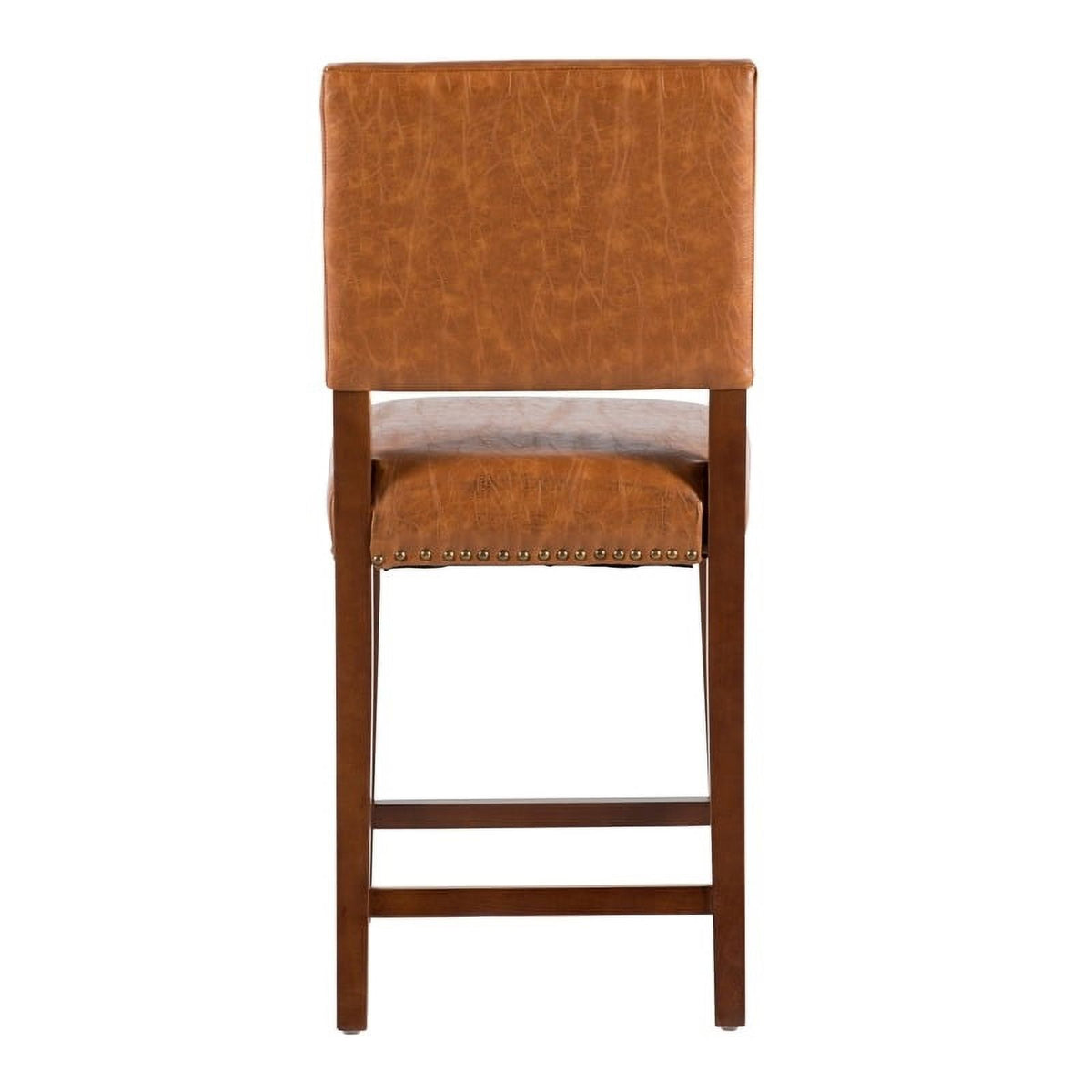 24" Faux Leather Wood Counter Stool in Dark Caramel/Walnut W125484