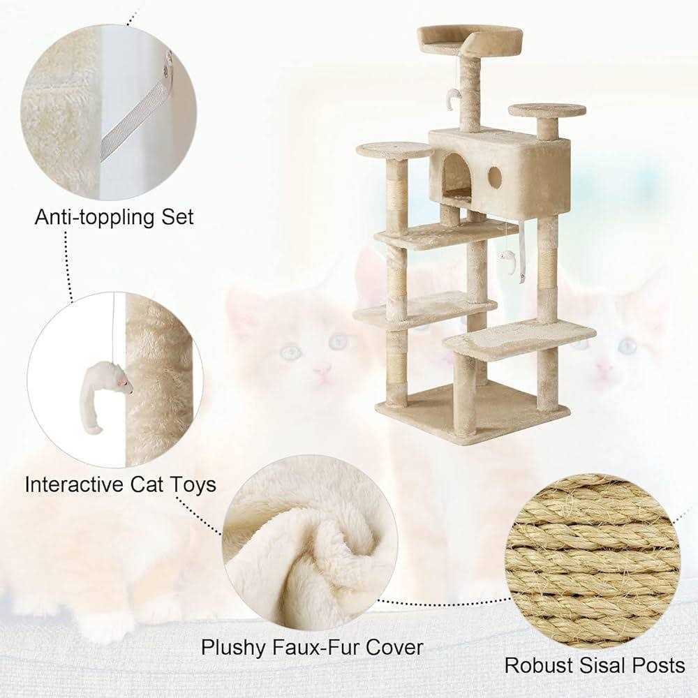 54in Cat Tree Tower with Scratching Posts and Condo R685779