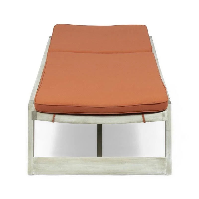 Gray and Orange Acacia Wood Chaise Lounge Set of 2 P4348