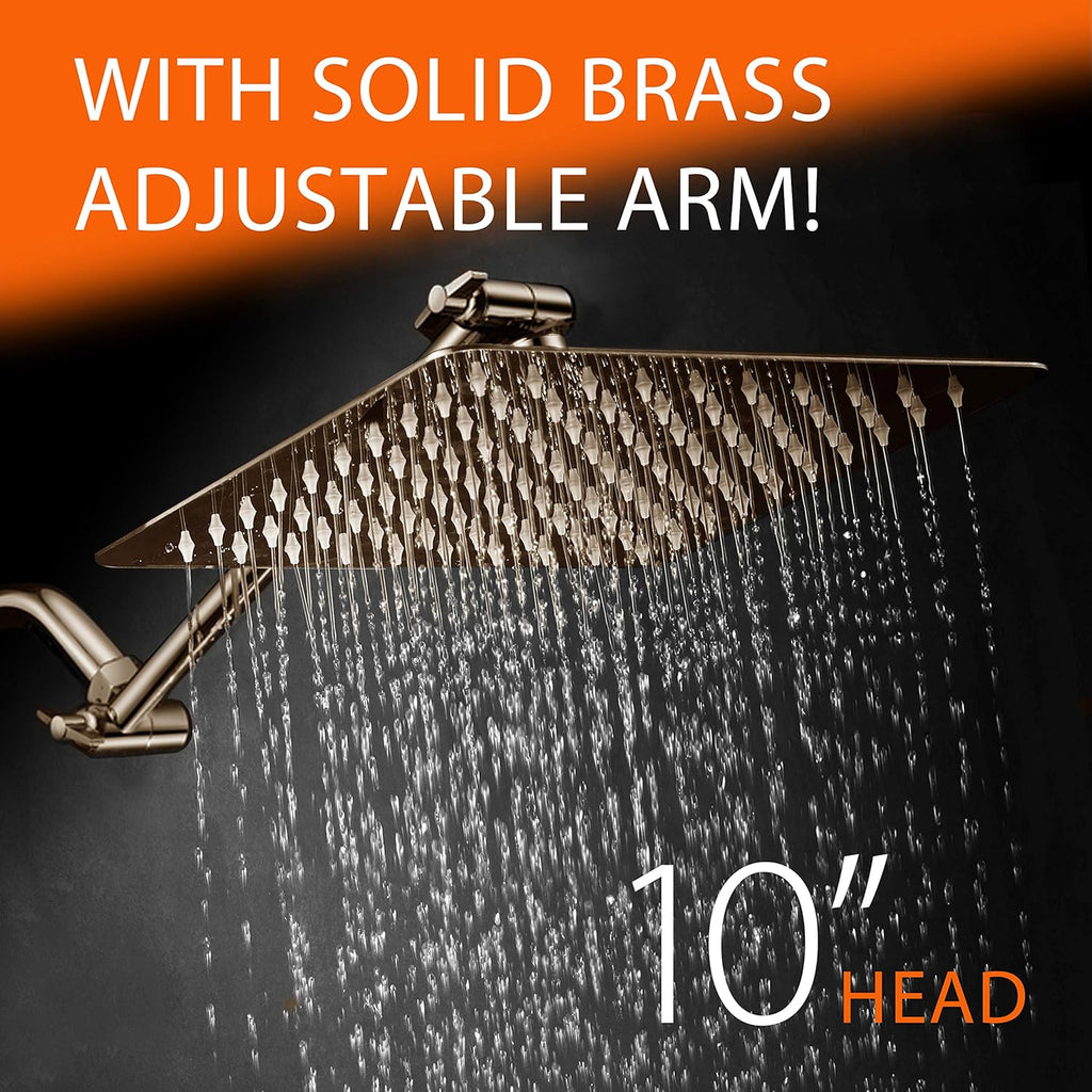 Brushed Nickel Stainless Steel Rainfall Square Showerhead with Brass Extension Arm, Pack of 2 T441985