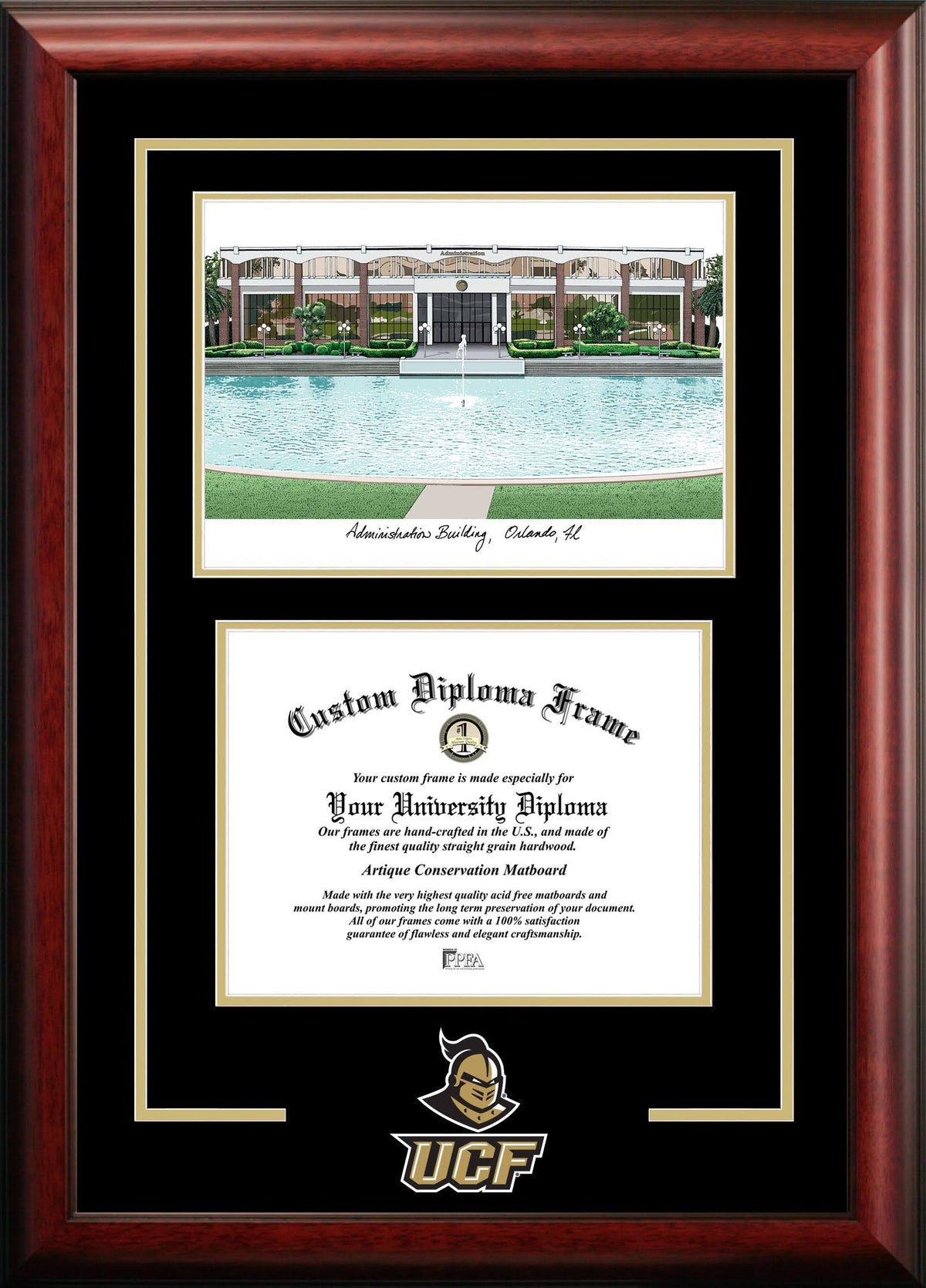 8.5x22 x 11x22 Graduate Diploma Frame with Campus Images Lithograph X50651