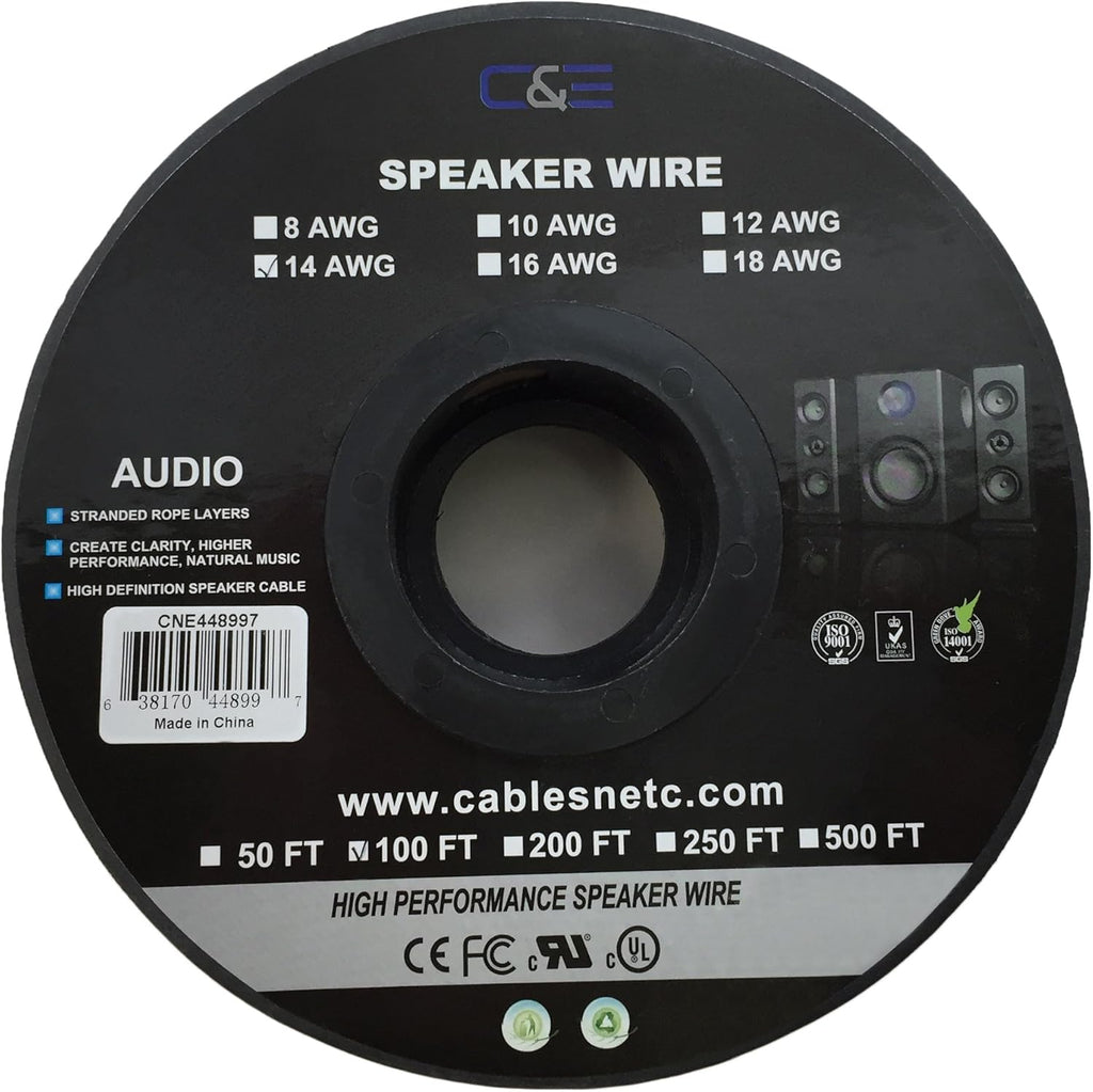 12AWG Oxygen-Free Copper Speaker Wire Cable, Pack of 2 I683