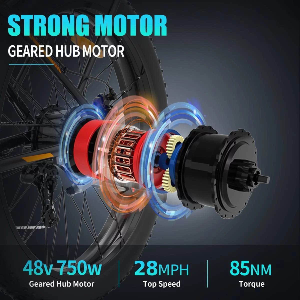 750W 48V 13AH Fat Tire Electric Mountain Bike A492
